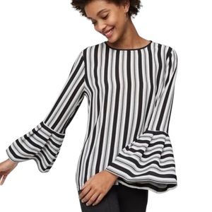 EUC Ann Taylor LOFT Bell Sleeve Striped Blouse